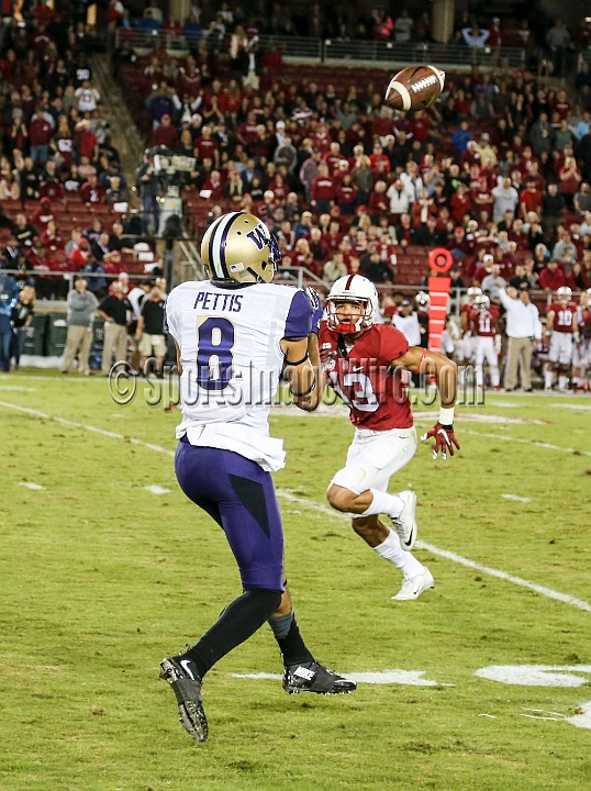2015StanWash-066.JPG - Oct 24, 2015; Stanford, CA, USA; Washington Huskies wide receiver Dante Pettis (8) catches a 33 yards pass in the fourth quarter against the Stanford Cardinal at Stanford Stadium. Stanford beat Washington 31-14.